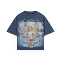 INX Angels Are Watching Oversized Heavyweight T-Shirt Blue