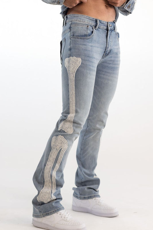 KINDRED PREMIUM SKELETON EMBROIDERY RHINESTONE PANTS (KD2215)