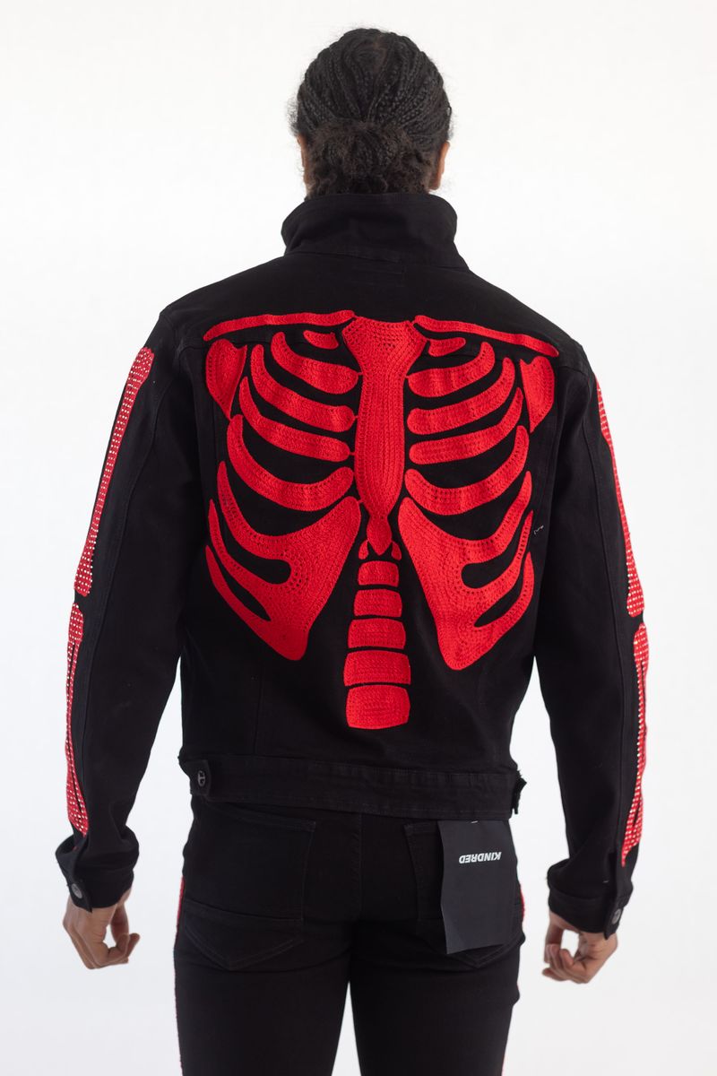 PREMIUM SKELETON EMBROIDERY RHINESTONE JACKET (KD247J)
