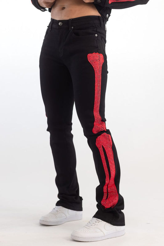 KINDRED PREMIUM SKELETON EMBROIDERY RHINESTONE PANTS (KD2215)