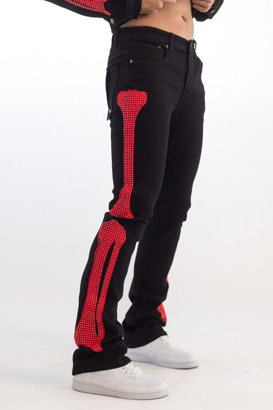 KINDRED PREMIUM SKELETON EMBROIDERY RHINESTONE PANTS (KD2215)