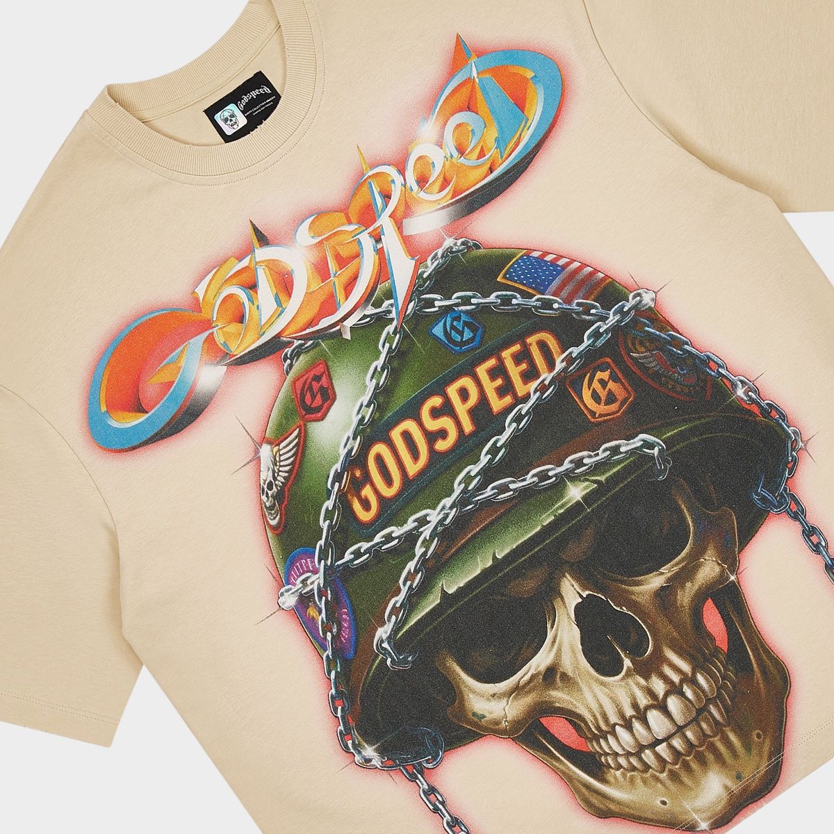 GODSPEED  Badges of Honor T-shirt (Beige)