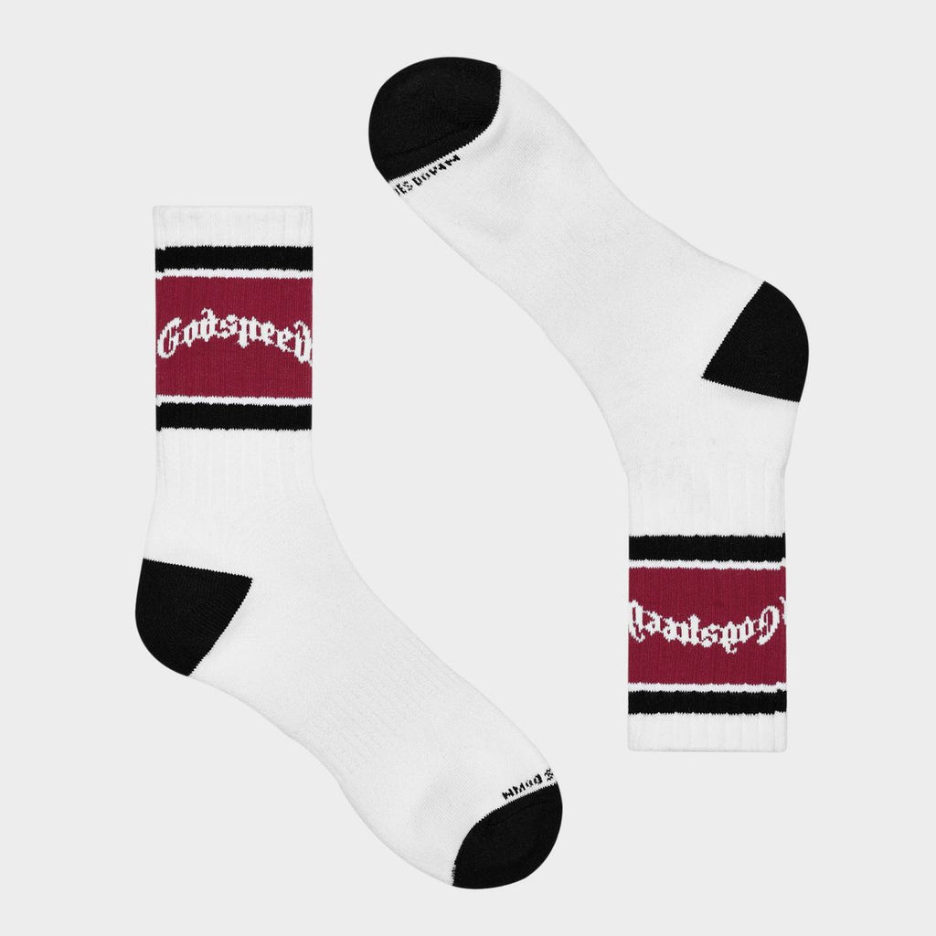 Godspeed Og Logo Striped Sock (White/Red)
