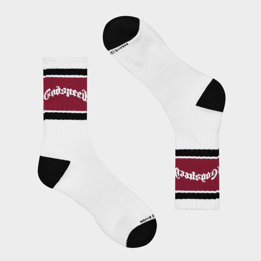 Godspeed Og Logo Striped Sock (White/Red)
