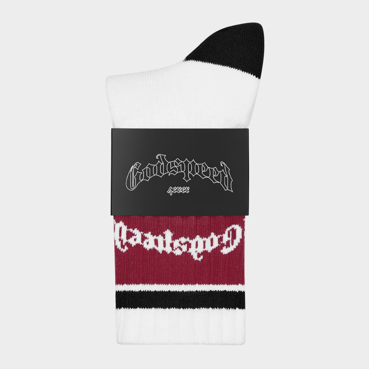 Godspeed Og Logo Striped Sock (White/Red)