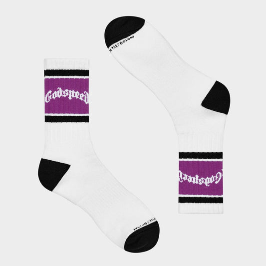 Godspeed Og Logo Striped Sock (White/Purple)