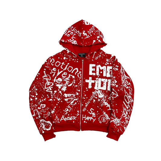 Mixed Emotion Graffiti Hoodie 'Red'