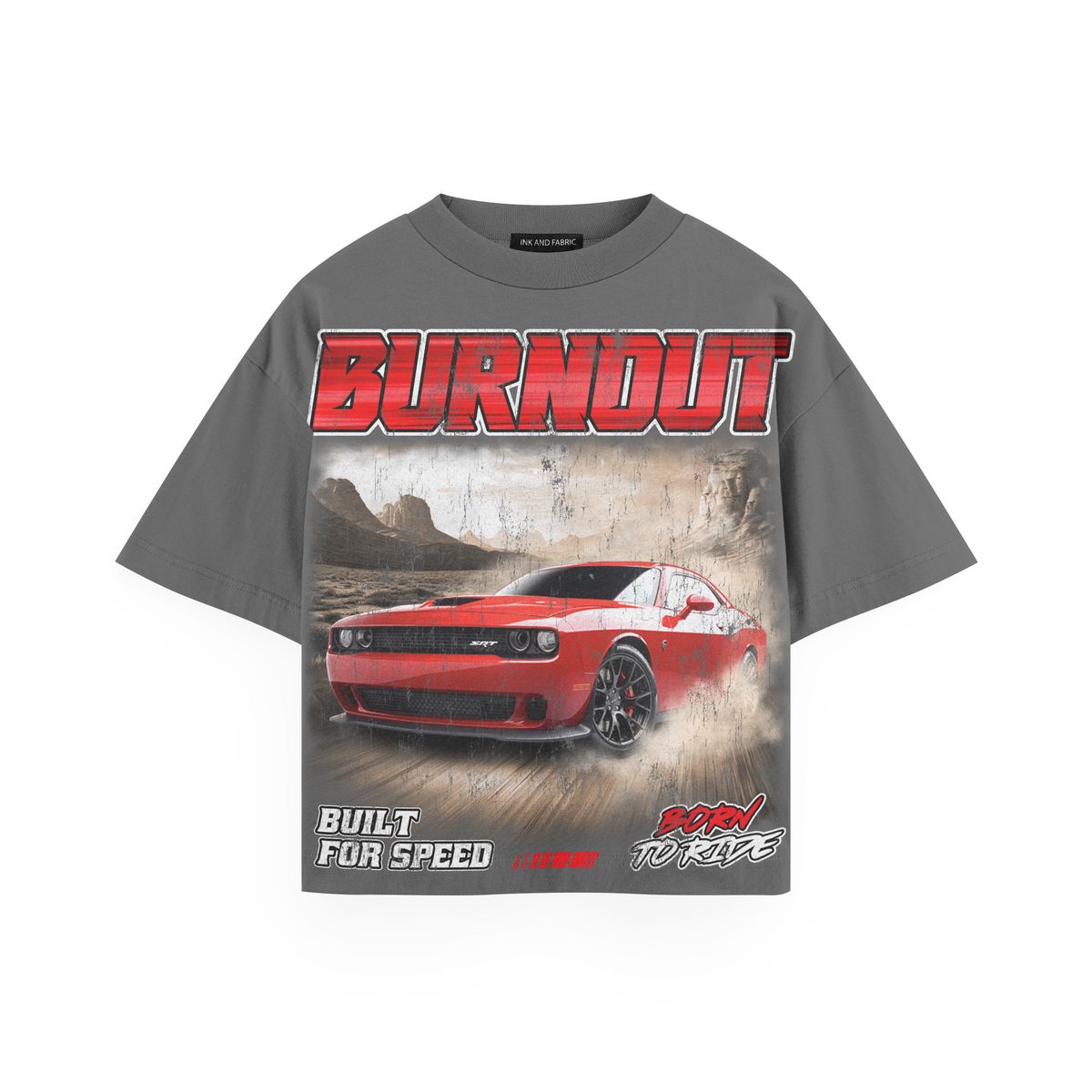 INX Burnout Oversized Heavyweight T-Shirt Grey