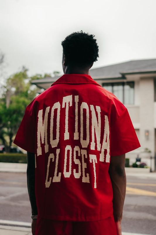 Mixed Emotion “Backyard” Nylon Shirt-Red