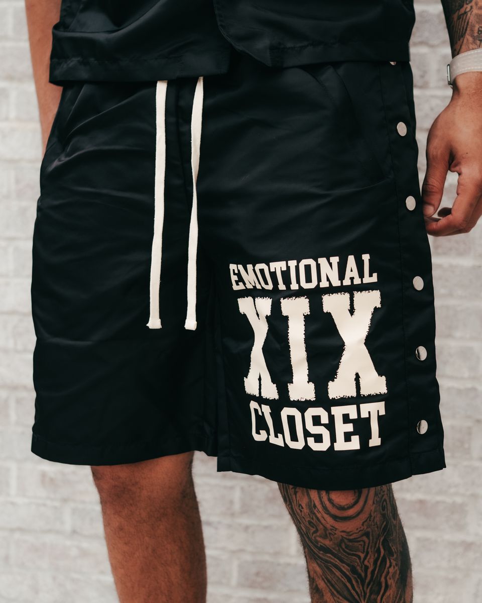 Mixed Emotion  “Backyard” Nylon Shorts - Black