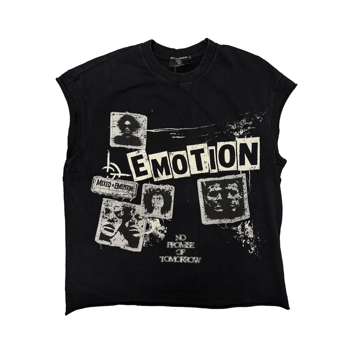 Mixed Emotion “Newspaper” Sleeveless tee Black