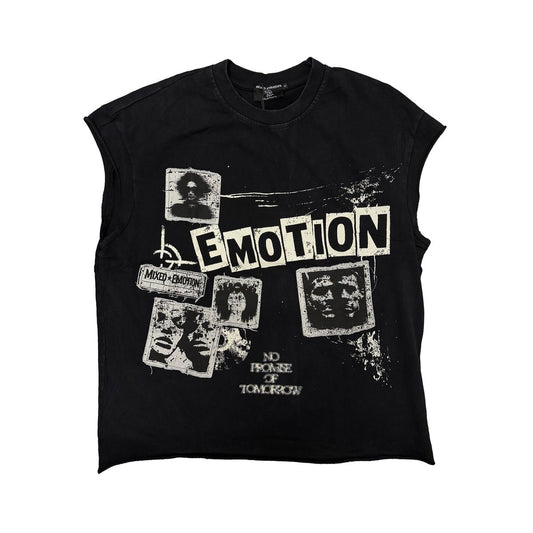Mixed Emotion “Newspaper” Sleeveless tee Black