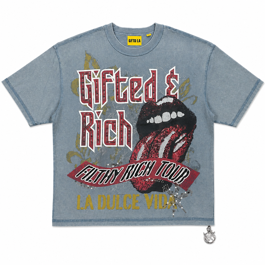 GFTD GIFTED AND RICH BLUE TEE