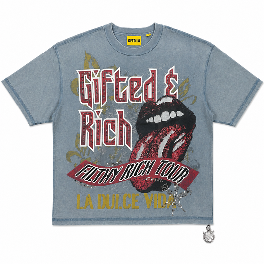 GFTD GIFTED AND RICH BLUE TEE