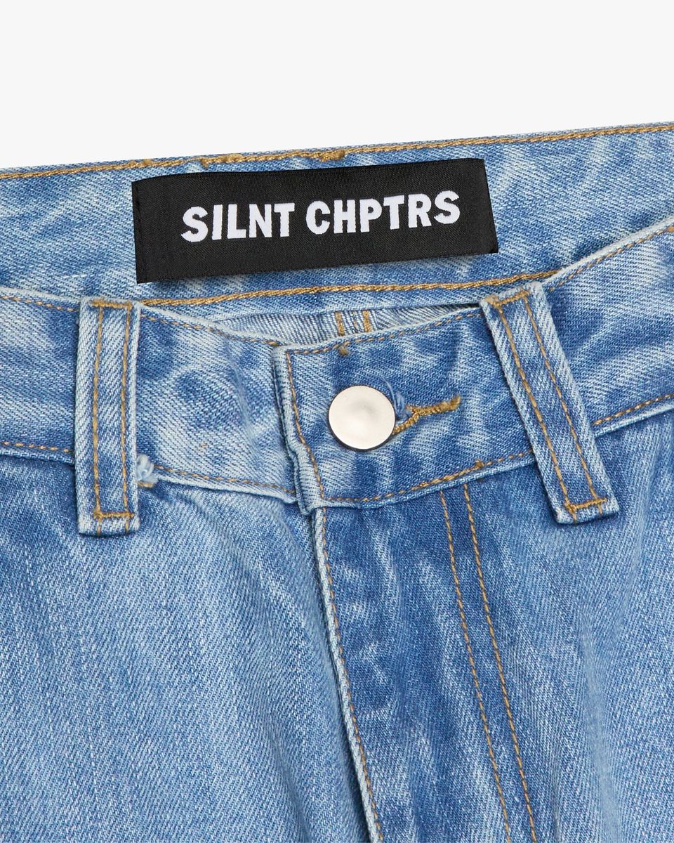 SILNT CHPTRS "Rancher" Straight Leg Jeans-Light Blue Wash