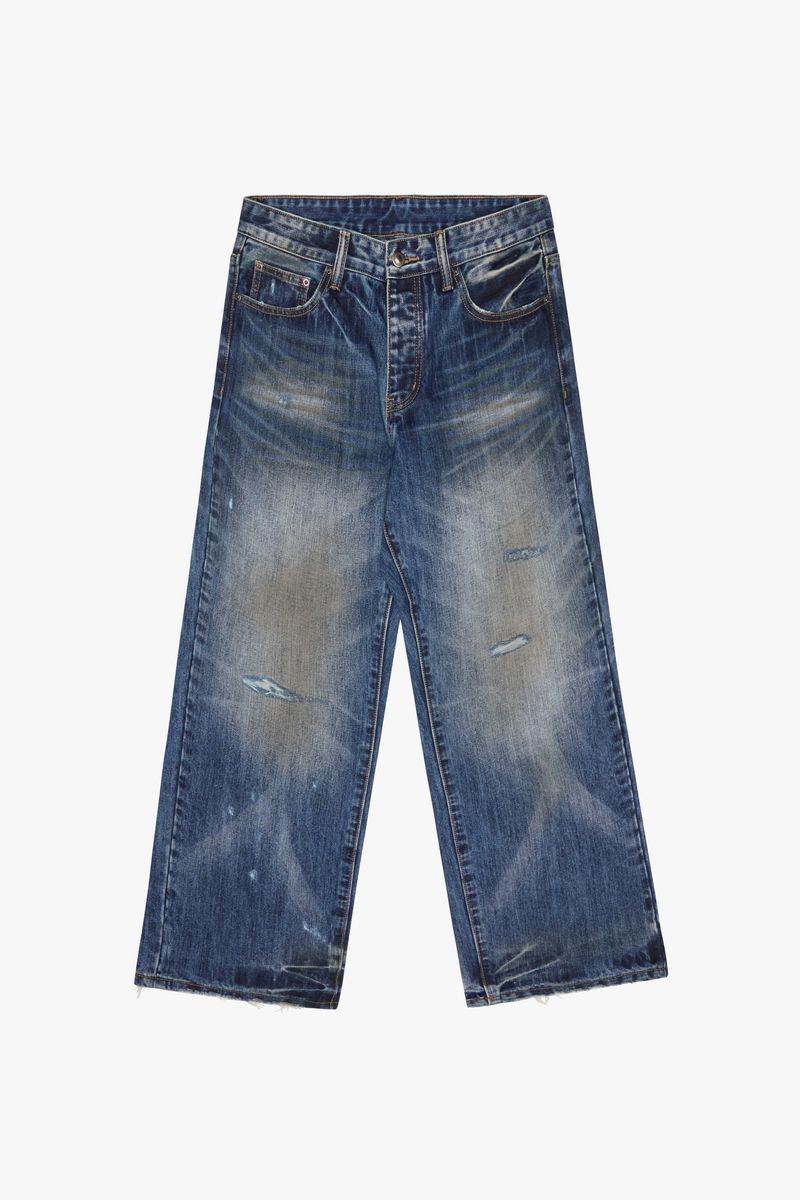 SILNT CHPTRS "Lab" Dark Vintage Ripped Straight Jeans