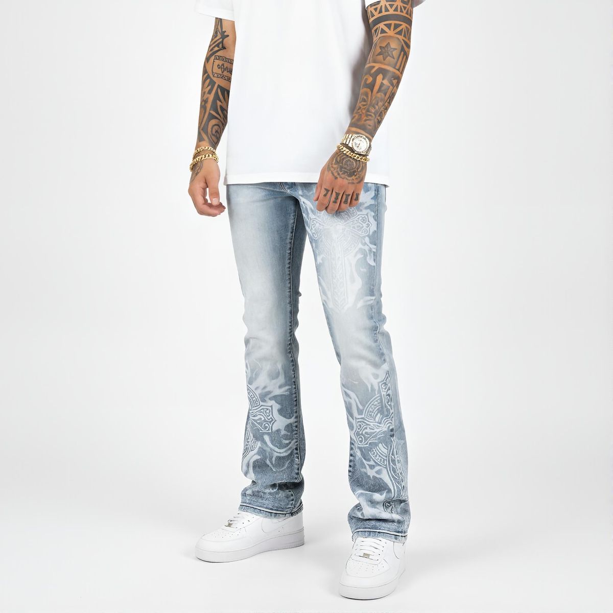 VICIOUS PREMIUM DENIM SKINNY BOOT CUT WITH ARTWORK