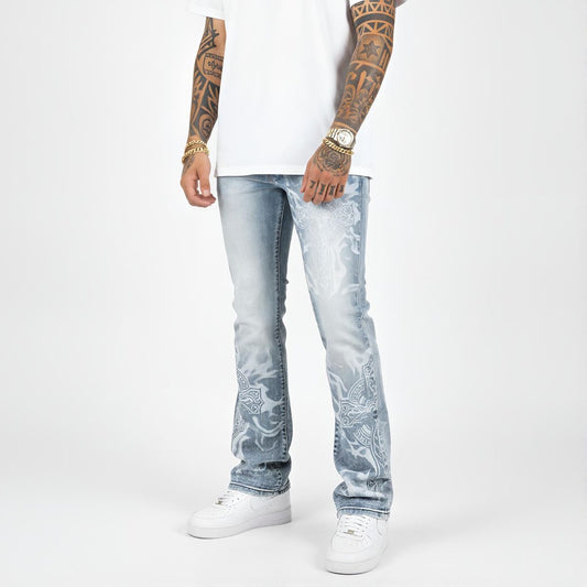 VICIOUS PREMIUM DENIM SKINNY BOOT CUT WITH ARTWORK
