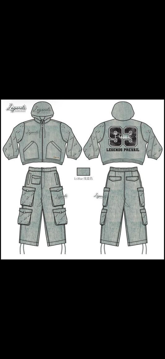 Legends Prevail Embossed Jean Suit - Light Blue (092)