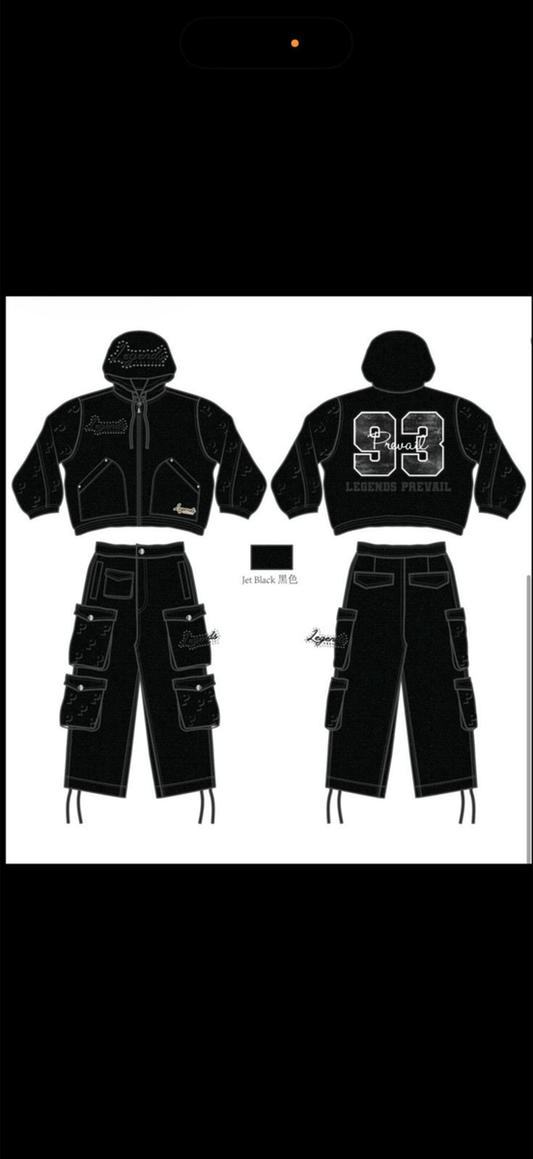 Legends Prevail Embossed Jean Suit - Black(092)