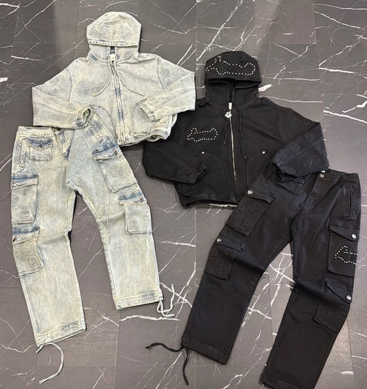 Legends Prevail Embossed Jean Suit - Black(092)