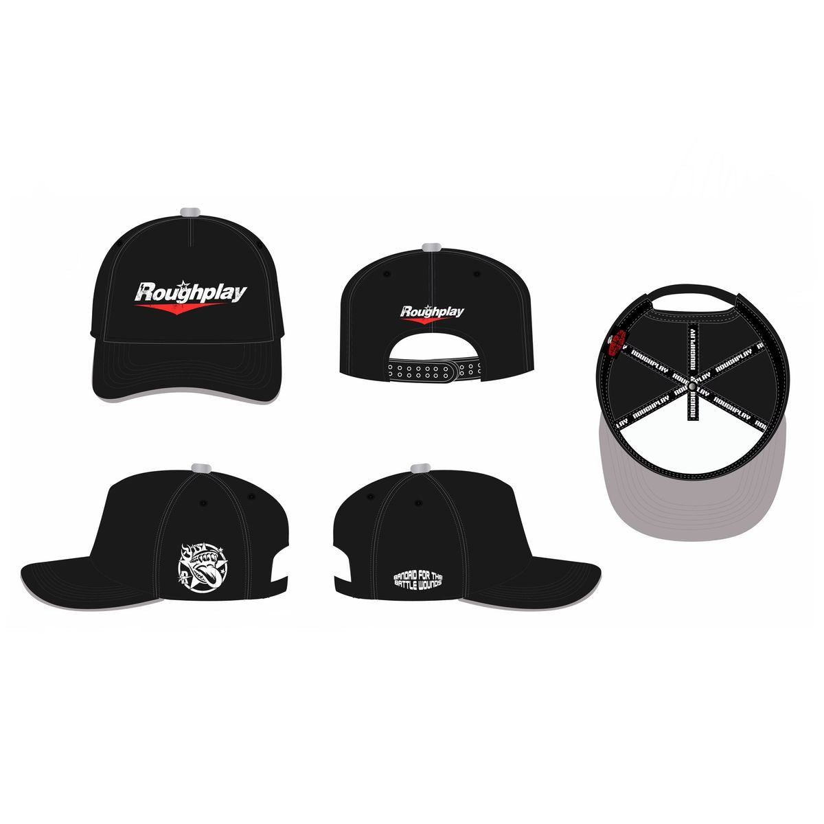 RoughPlay Black with White and Red SnapBack