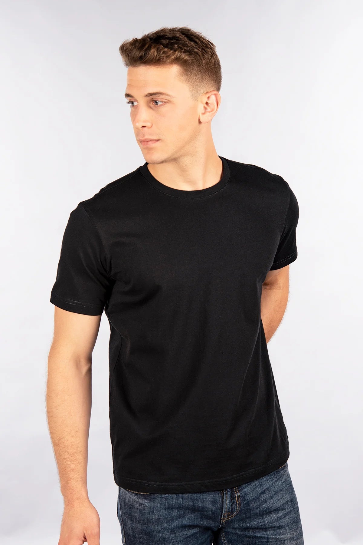 CITYLAB FITTED T-SHIRT CREW NECK - BLACK 'BLUE LABEL'