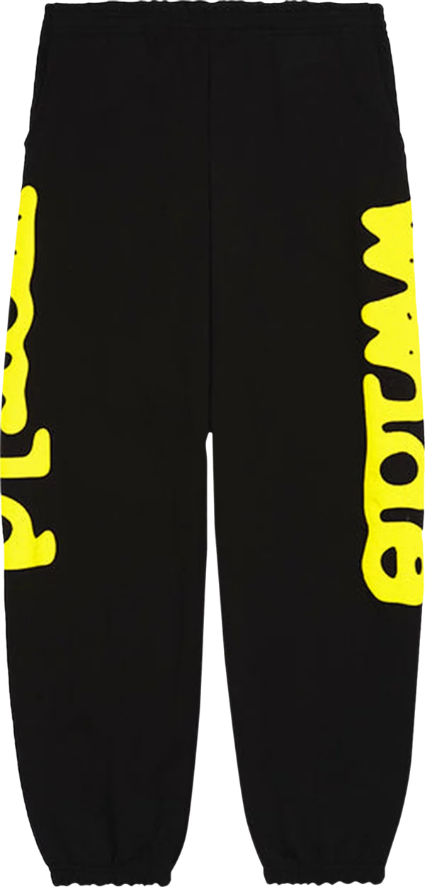 SP5DER BELUGA SWEATPANTS 'ONYX/YELLOW'