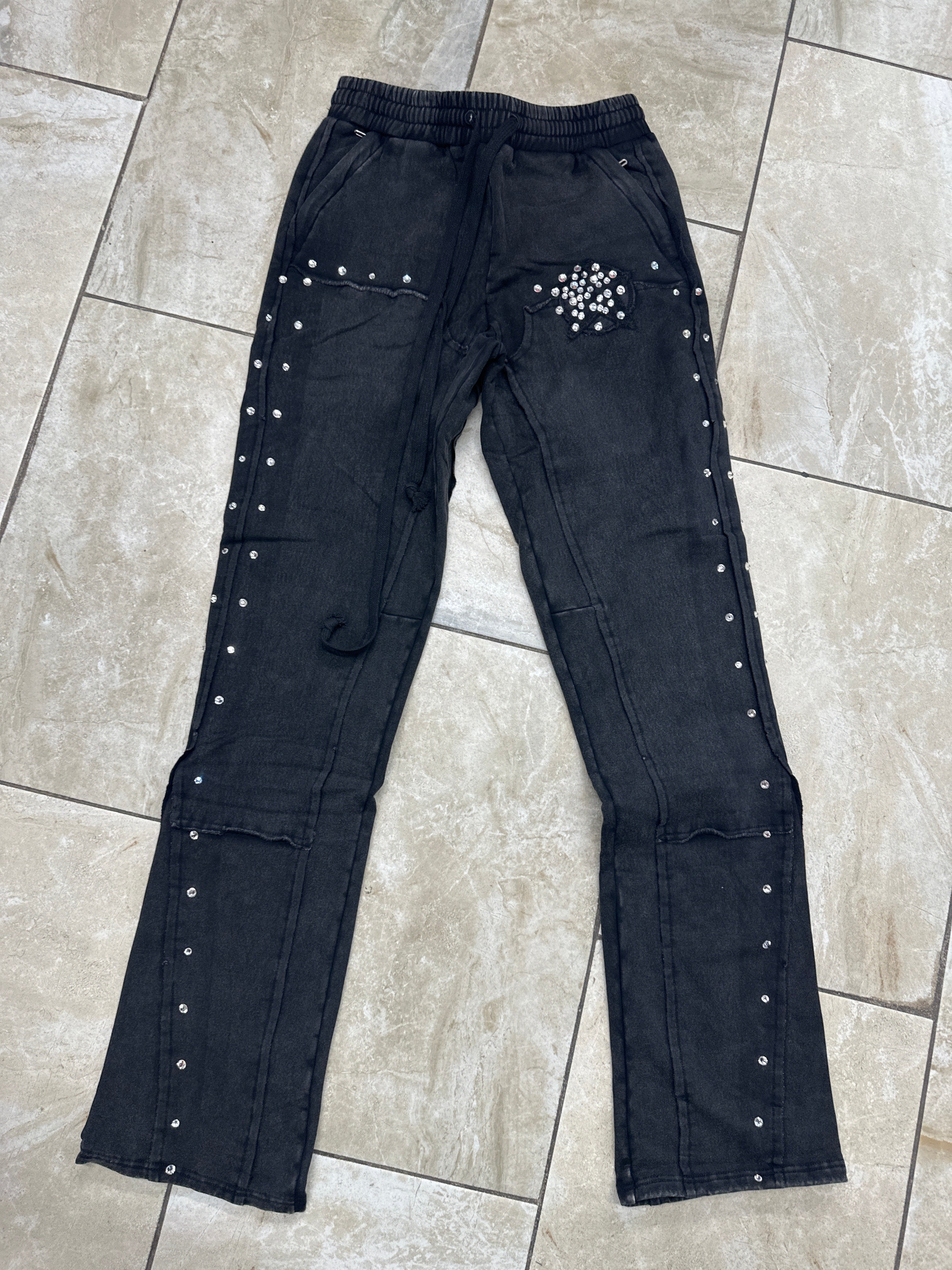 HUDSON JOGGER-606 STAR STONES FLEECE FLAIR JOGGER BLK (JOGGER-606 - BLK)