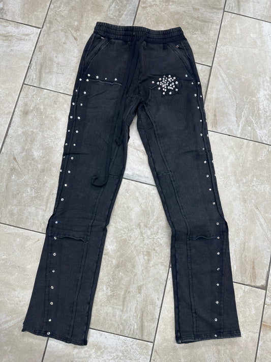 HUDSON JOGGER-606 STAR STONES FLEECE FLAIR JOGGER BLK (JOGGER-606 - BLK)