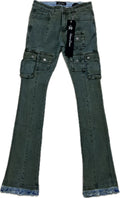 VICIOUS FLARE STACKED FIT / ZIPPER ON THE SIDE-BLACK VC553-OLIVE
