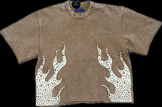 R3BEL DENIM FIREFEST TSHIRT-KHAKI