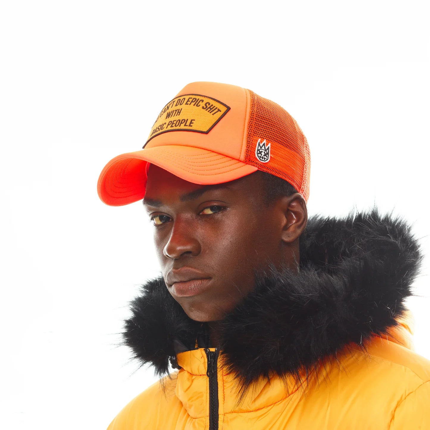 CULT "CAN'T DO EPIC SHIT" MESH BACK TRUCKER CURVED VISOR (624BC-CH52) CORAL