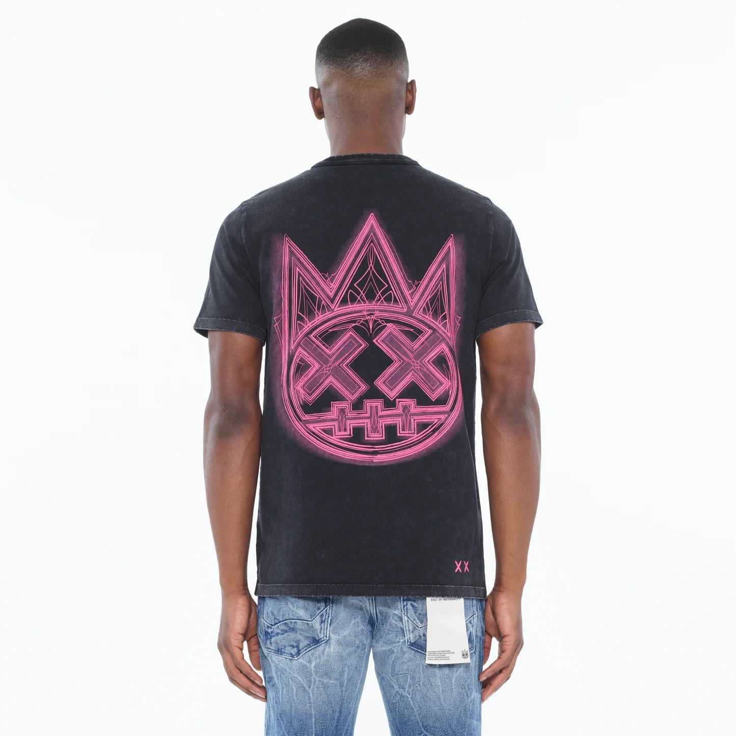 CULT SHORT SLEEVE CREW NECK TEE "PINSTRIPE LOGO" (625A5-K29A)