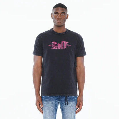 CULT SHORT SLEEVE CREW NECK TEE "PINSTRIPE LOGO" (625A5-K29A)