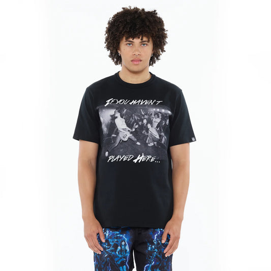 CULT SHORT SLEEVE CREW NECK TEE "PLAY HERE" (625A5-K79A)