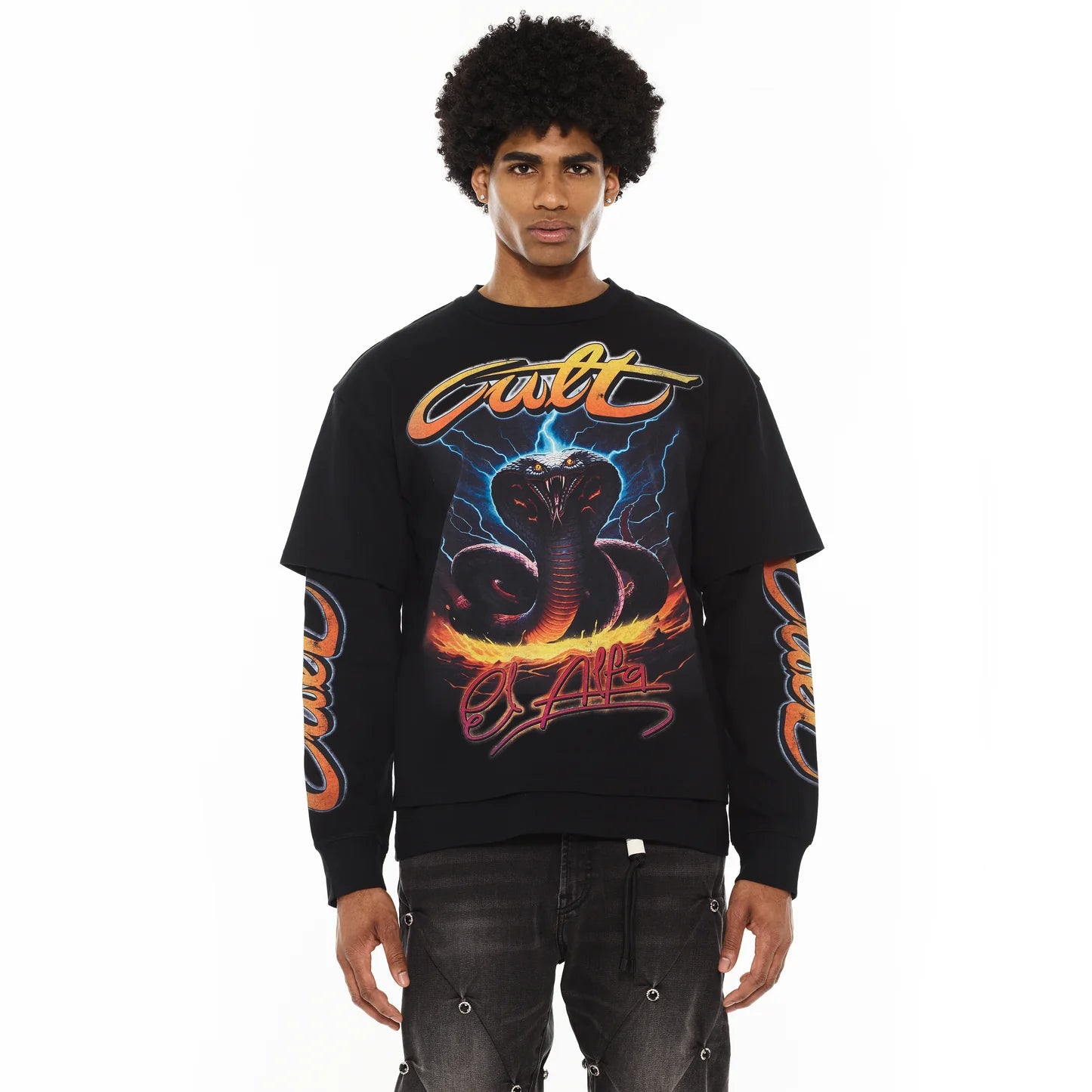 Cult x El Alfa Premium Long Sleeve Thermal Shirt "Cobra" in Black 625B8-LS26A