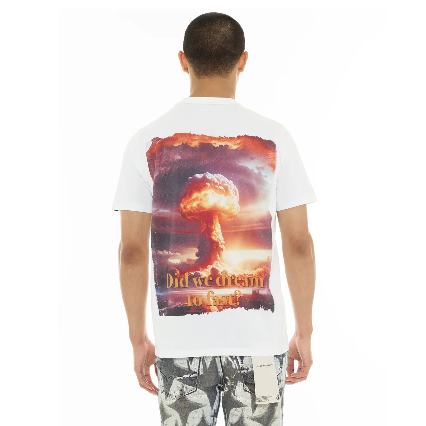 CULT Heavyweight Short Sleeve Crew Neck Tee "Did We Dream Too Fast" in White (626A4-K92A)