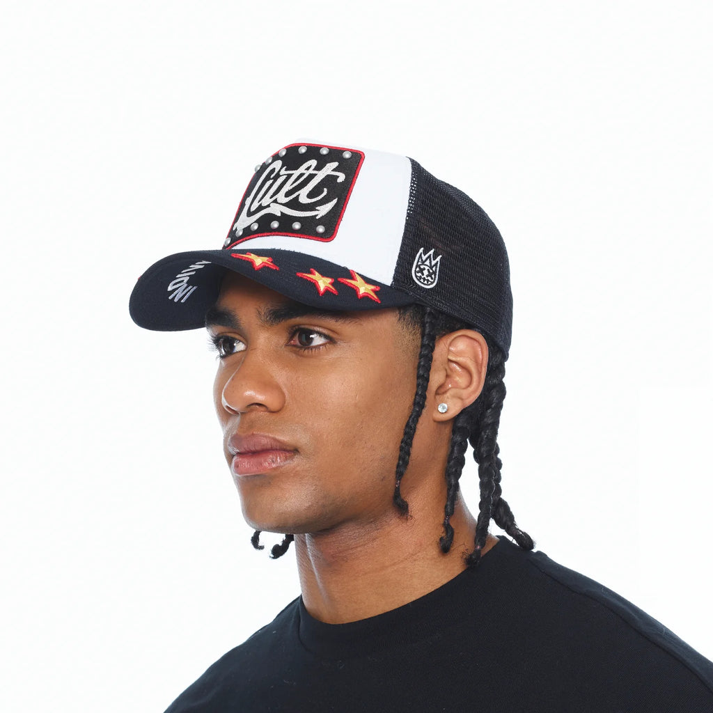 CULT MESH BACK TRUCKER CURVED VISOR " STARS" (626BC-CH48A)