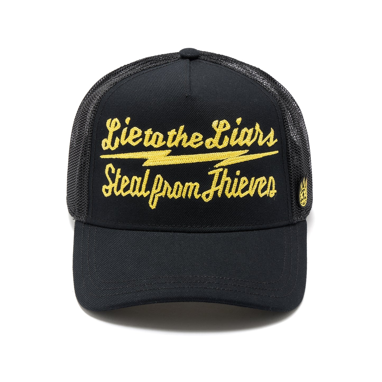 CULT MESH BACK TRUCKER CURVED VISOR " LIE TO THE LIARS" QUOTE HAT (626BC-CH66A)