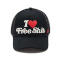 CULT MESH BACK TRUCKER CURVED VISOR " I LOVE FREE SHIT " (626BC-CH69A)