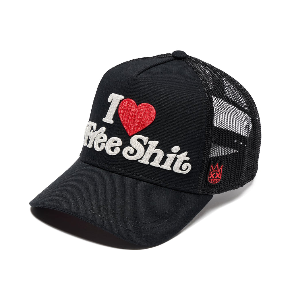 CULT MESH BACK TRUCKER CURVED VISOR " I LOVE FREE SHIT " (626BC-CH69A)