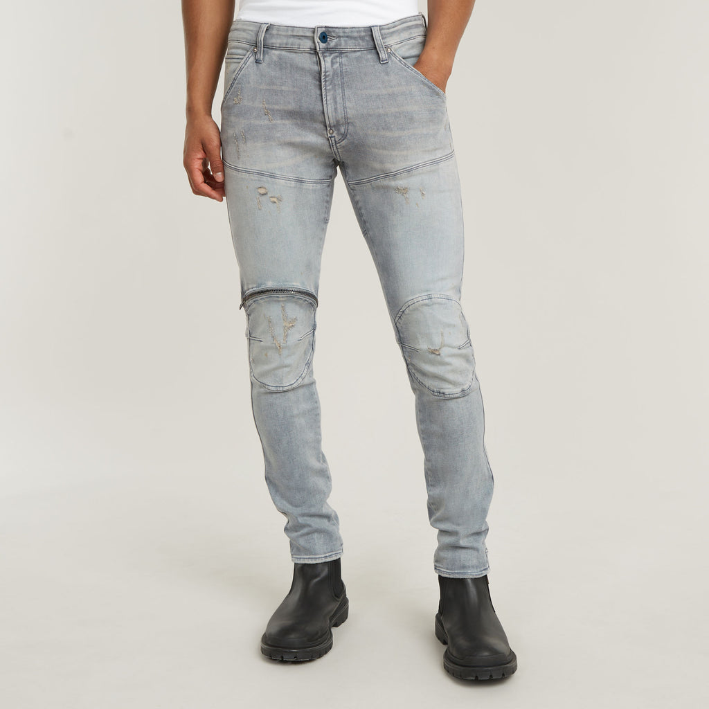 G-STAR 5620 3D ZIP KNEE SKINNY JEANS/VINTAGE OREON GREY DESTROYED