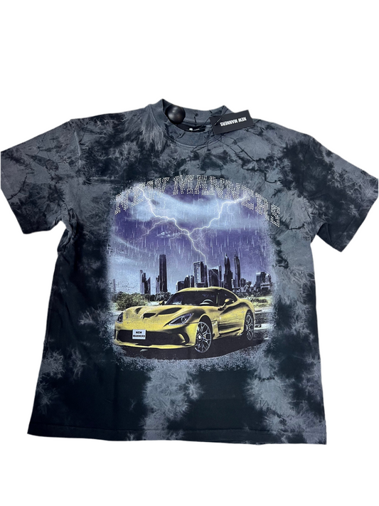 NEW MANNERS ELECTRIC TIE DYE RHINESTONE TEE