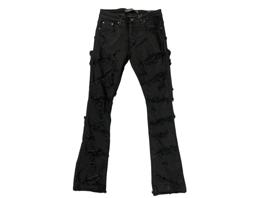 “EEYORE” FLARED STACK DENIM - BLACK (VLBS6602)