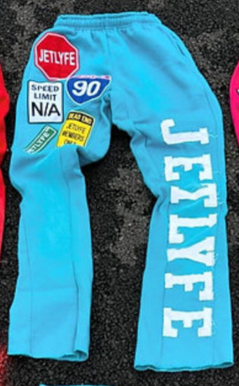 JETLYFE Multi Logo Patch Joggers-AQUA