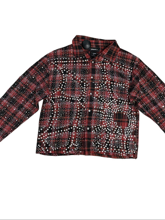 KD PREMIUM FLANNEL RHINESTONE SHIRTS-RED