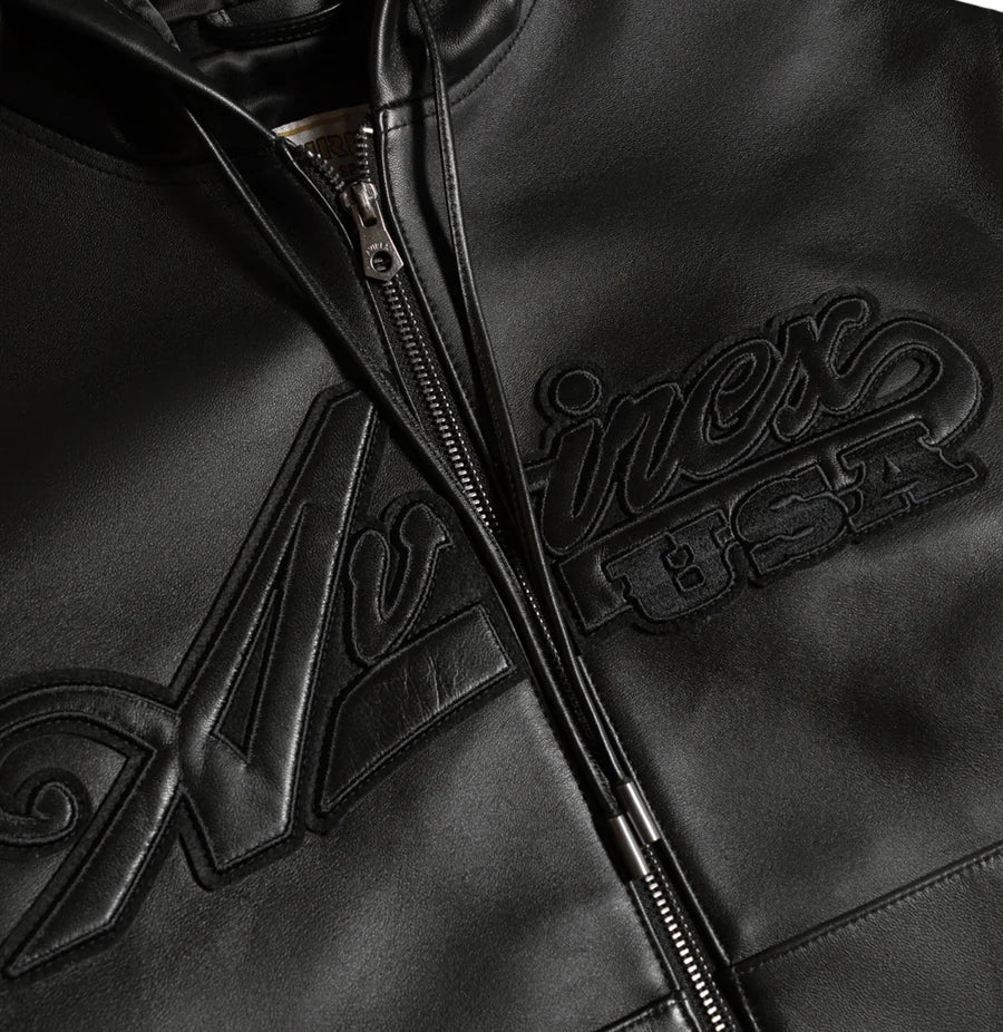 AVIREX SCRIPT NAPPA LEATHER HOODIE