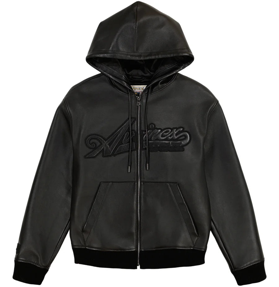 AVIREX SCRIPT NAPPA LEATHER HOODIE