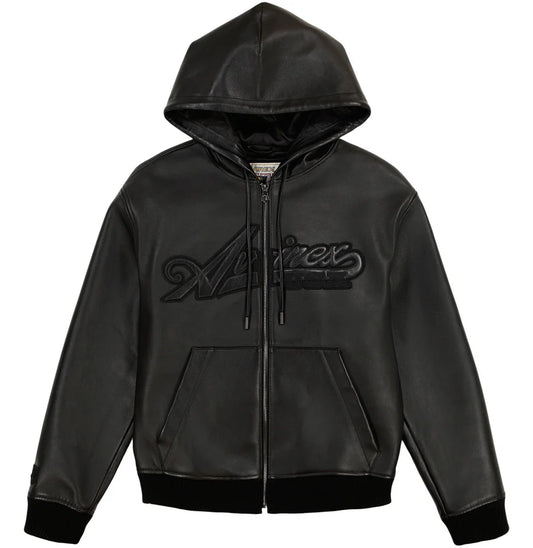 AVIREX SCRIPT NAPPA LEATHER HOODIE